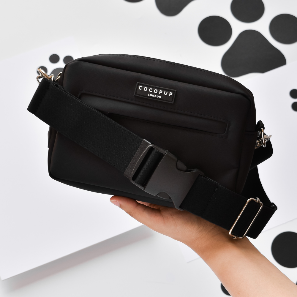 Plain black top bum bag