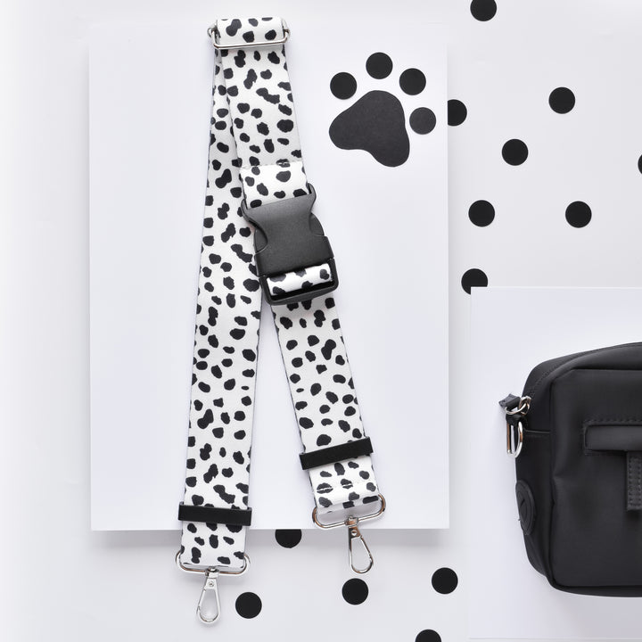 Black-and-white-spots-waist-bag-strap-with-black-buckle