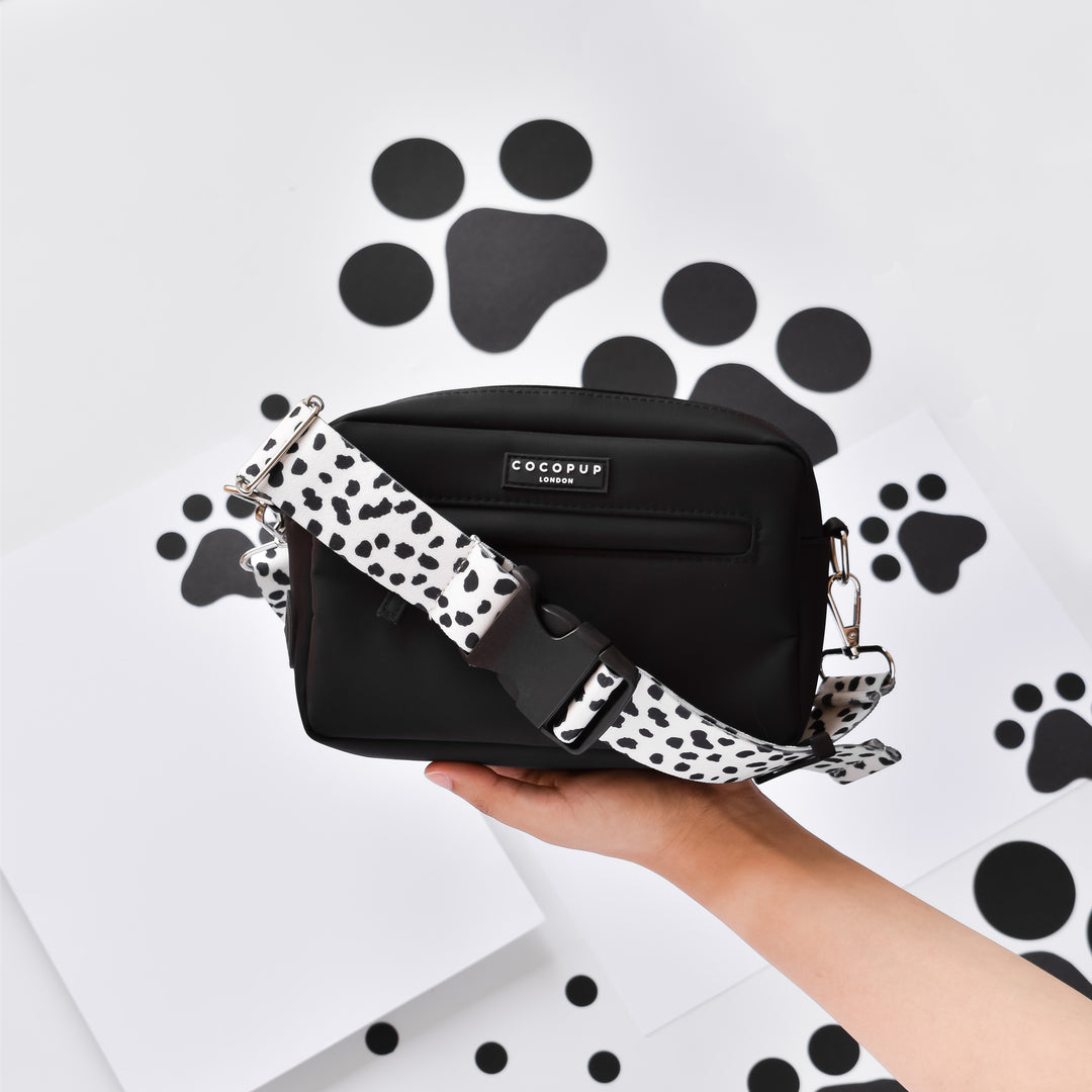 black-and-white-spots-waist-bag-strap-with-black-buckle