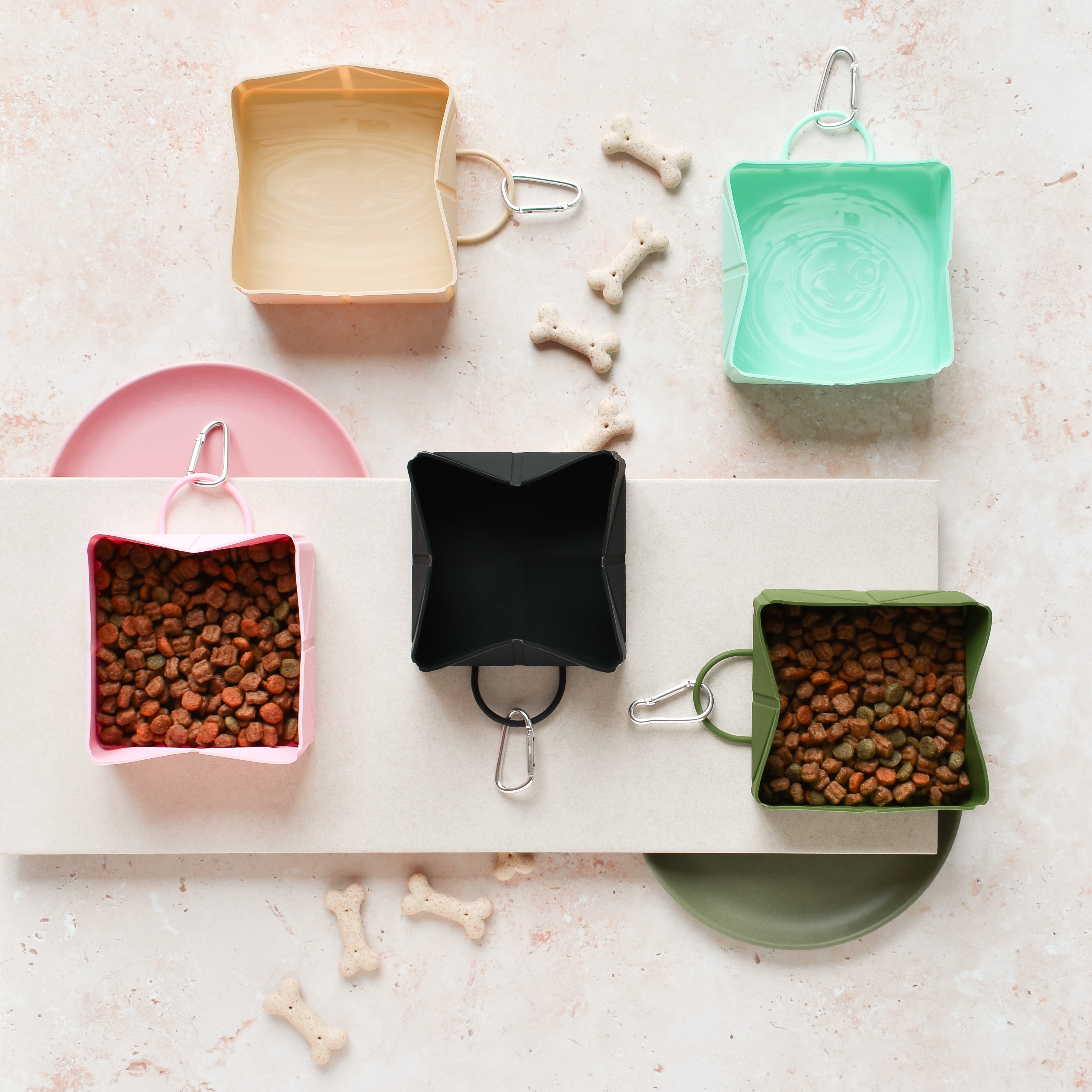 Foldable Travel Dog Bowl - Nude | Cocopup London