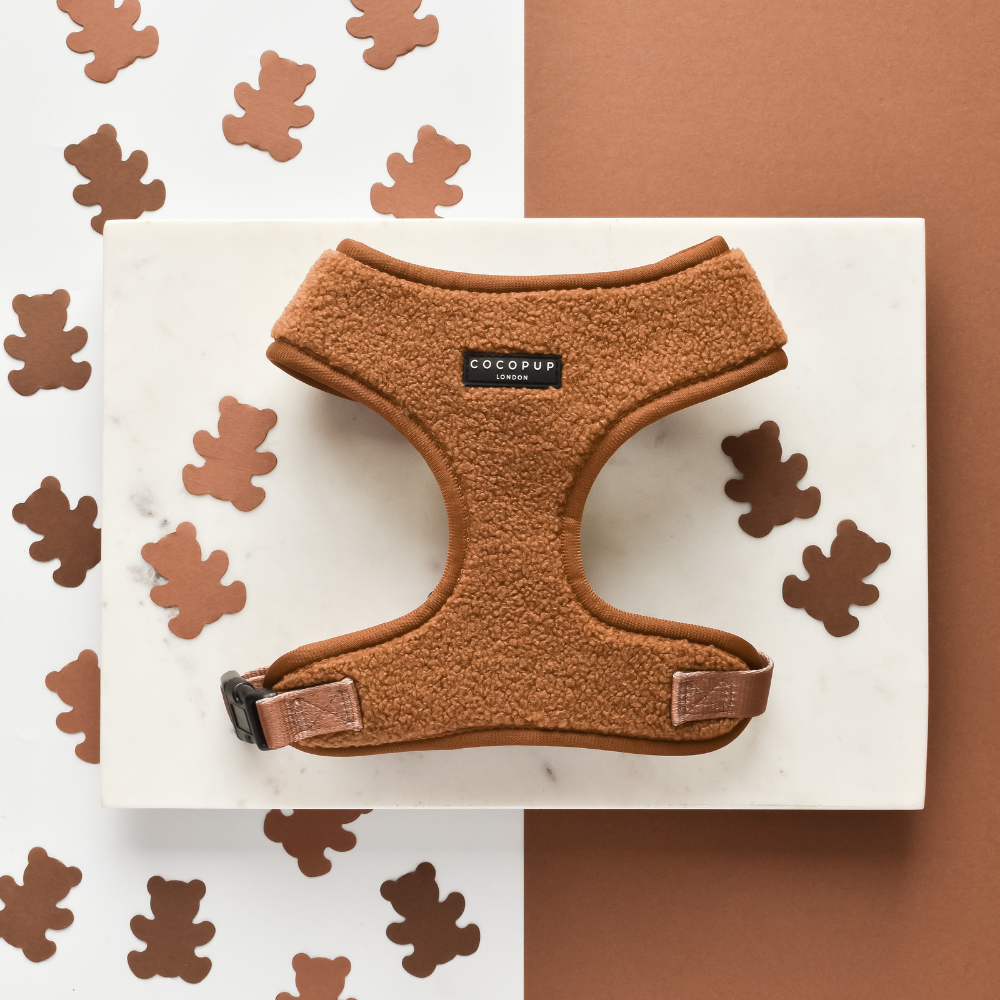 Brown teddy fur dog harness