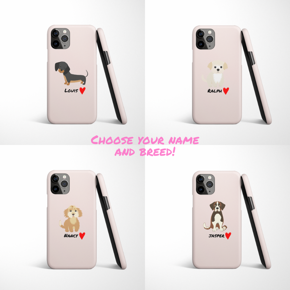 Personalised Dog Love Heart Phone Case - Choose Your Breed by Coconut Lane